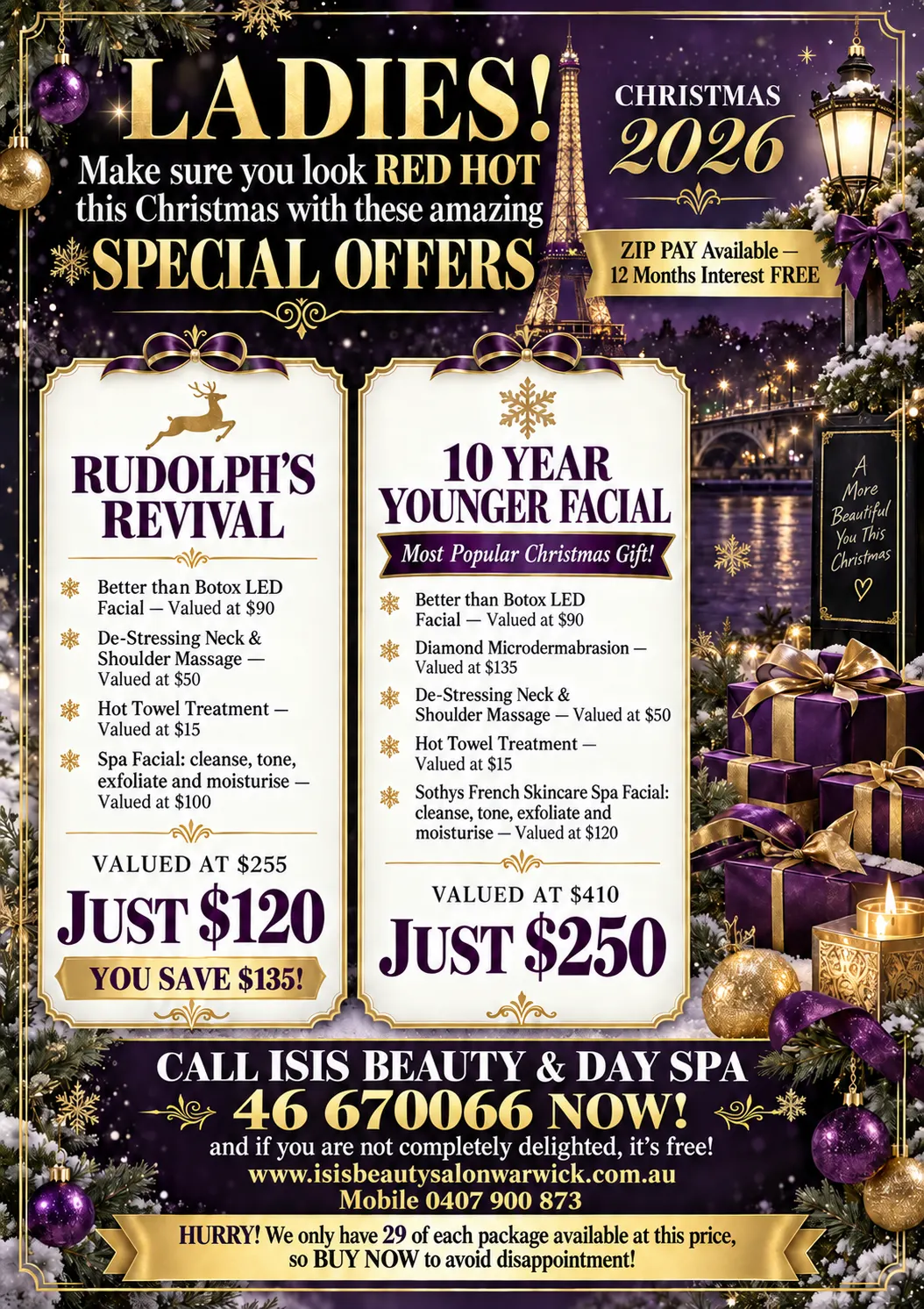 Rudolph's Revival and 10 Year Younger Facial Specials